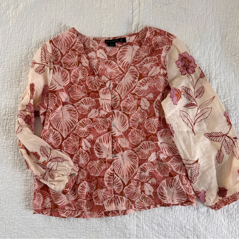 Tahari Linen Summer Blouse